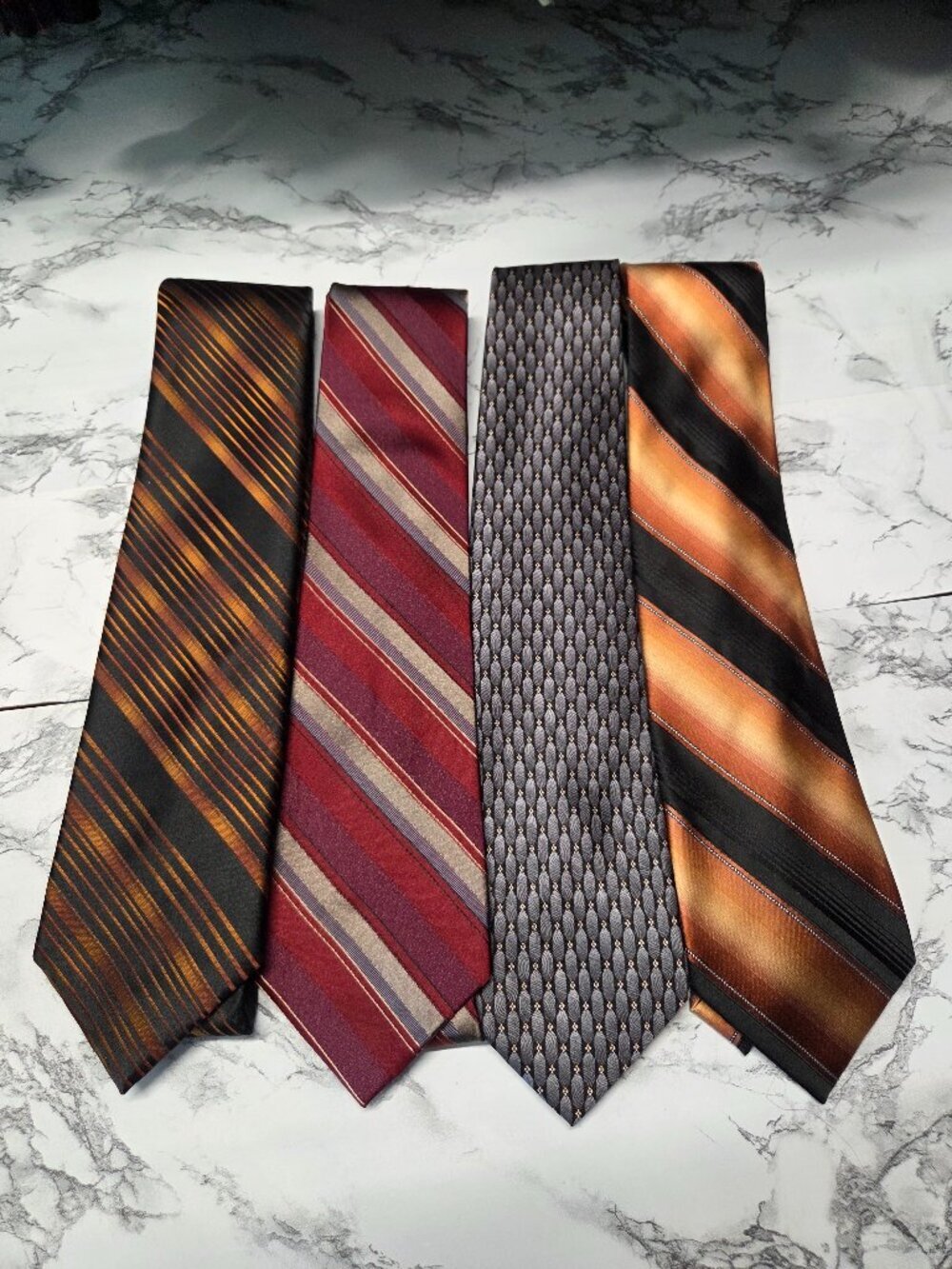 Assorted Brands Tie Bundle of 4 100% Silk Business Formal Office Career Stripes